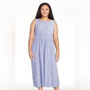 Beachlunchlounge Sleeveless Maxi Dress w Side Cutout Detail‎ Blue Striped dress